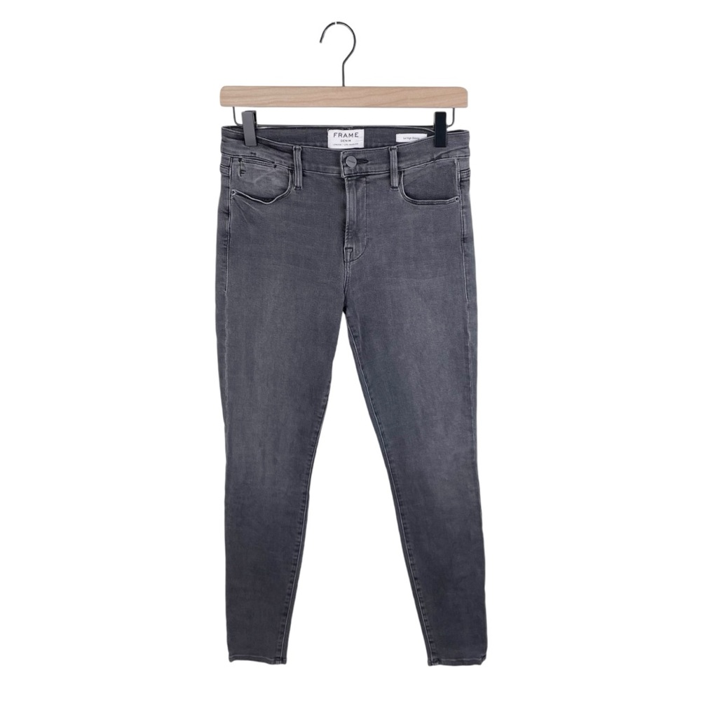 Frame Denim Le High Skinny Jeans Size 27 Faded Grey Charcoal Wash Cotton Blend